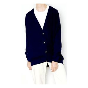 BALLANTYNE Navy Cotton Cashmere Cardigan Sweater / Size M - L